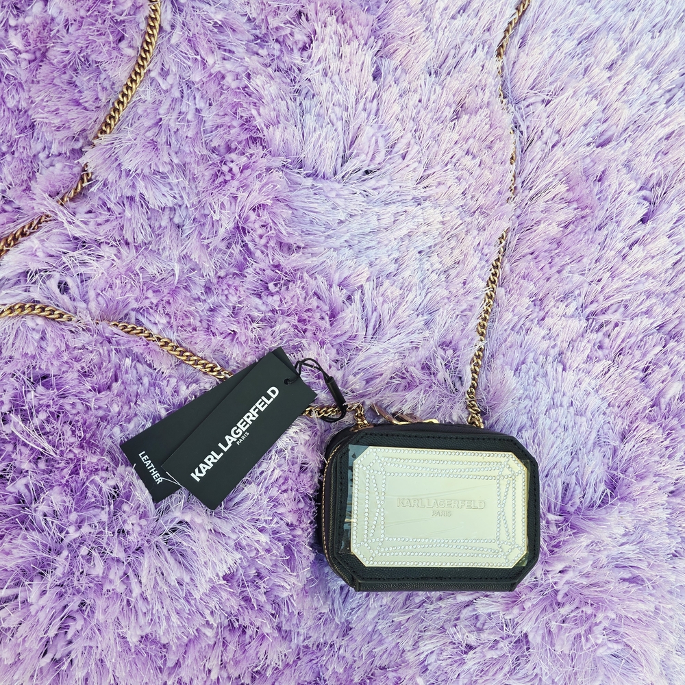 Karl Lagerfeld Black and Gold Mini Crossbody Bag